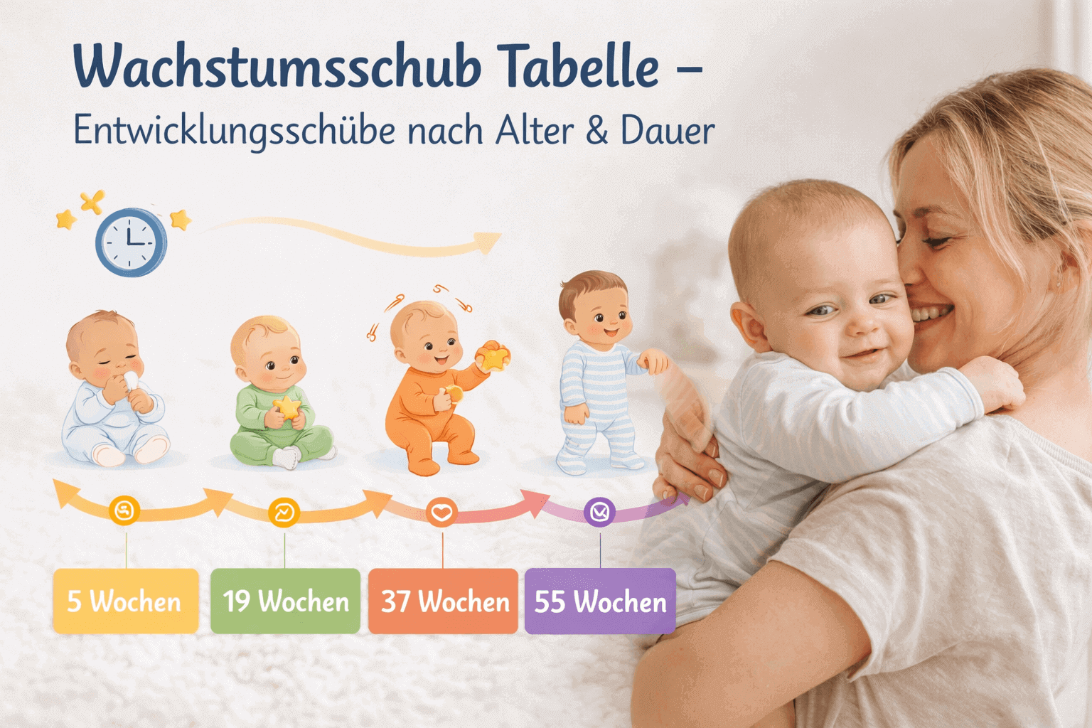 Wachstumsschub Tabelle – Entwicklungsschübe nach Alter & Dauer - 